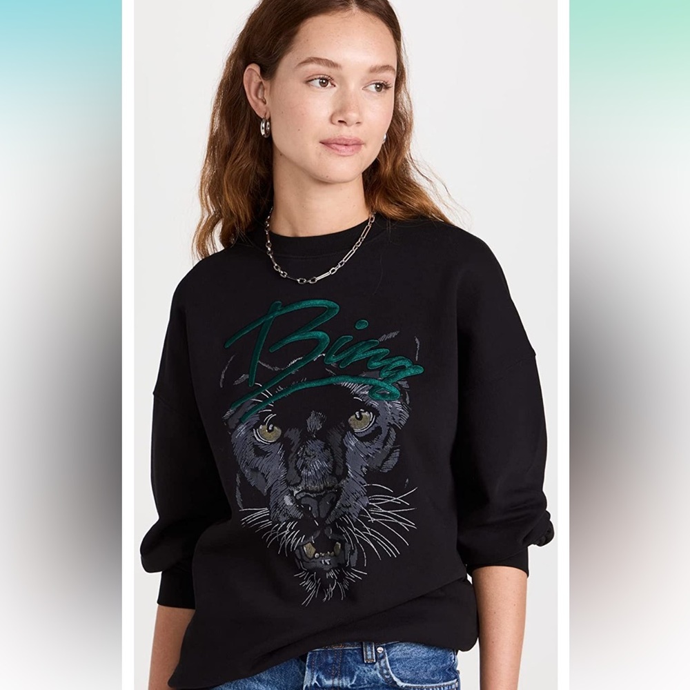 Anine Bing panther sweatshirt in black! Size xs